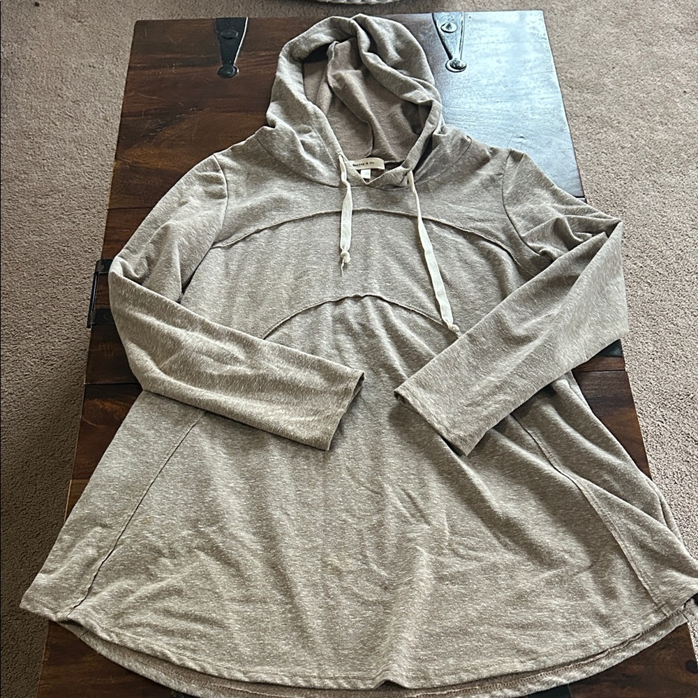 Women’s Hooded Tunic Top - Light Taupe